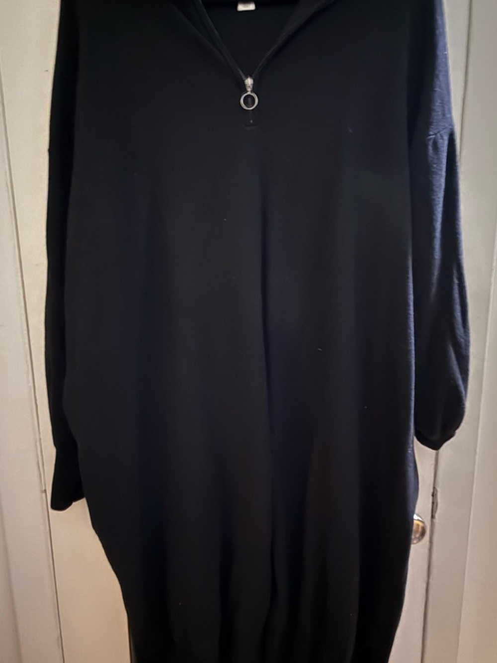 Ava & Viv Black Half-Zip Pullover Sweater Dress with Ring Zip